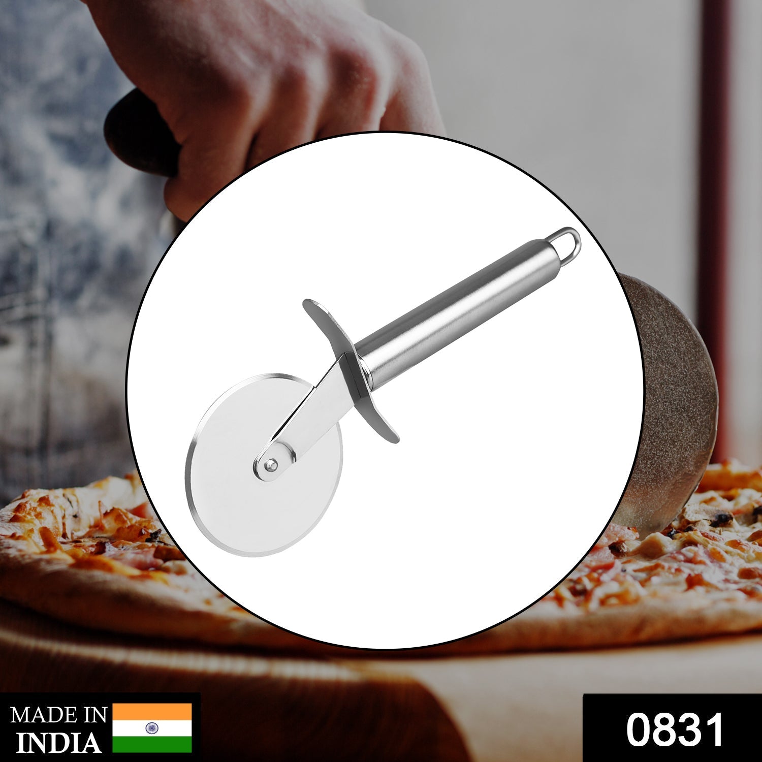 Durable stainless steel pizza cutter with easy grip Durable stainless steel pizza cutter with easy grip